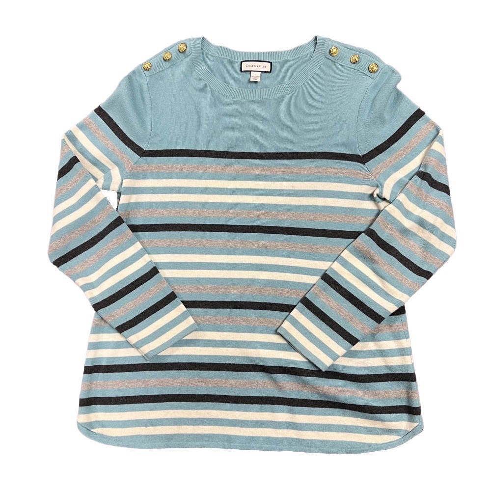 Charter Club Blue Striped Sweater Nautical